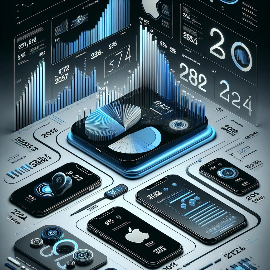 3D visualization of futuristic mobile devices showing advanced data analytics and interactive charts.